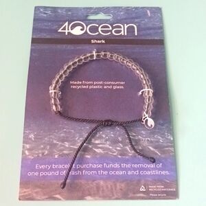 4Ocean SHARK  Adjustable Black with Clear Beads Bracelet